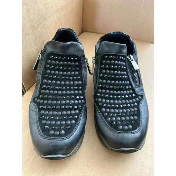 IGI&CO DESIGNER Shoes‎ Women Size UK 37 Black Made In Italy Zipper Rhinestone - Picture 1 of 10